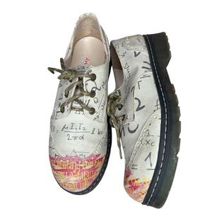 Goby woman flat loafer  Oxford shoes with mathmatical formulas beige  EU 41 US10